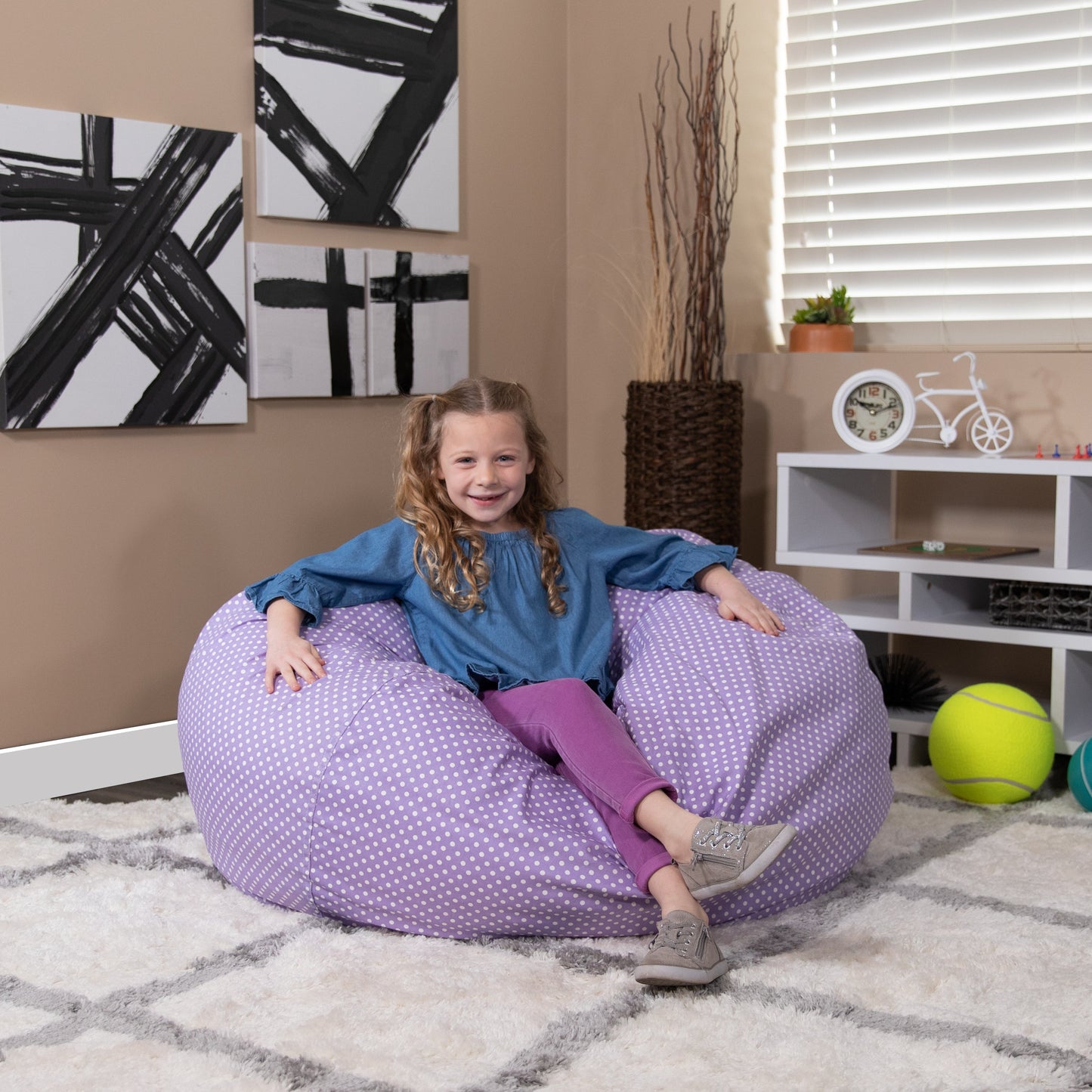 Lavender Dot Bean Bag Chair DG-BEAN-LARGE-DOT-PUR-GG