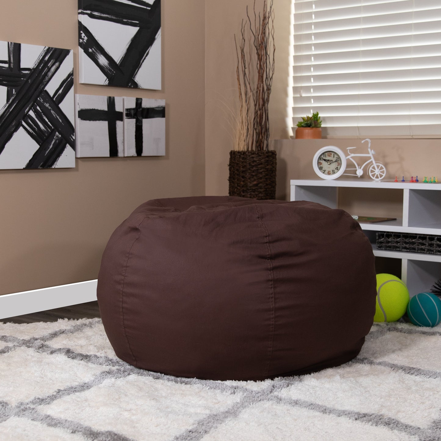 Brown Bean Bag Chair DG-BEAN-LARGE-SOLID-BRN-GG