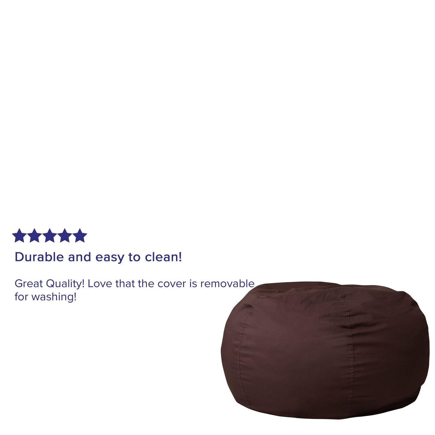 Brown Bean Bag Chair DG-BEAN-LARGE-SOLID-BRN-GG