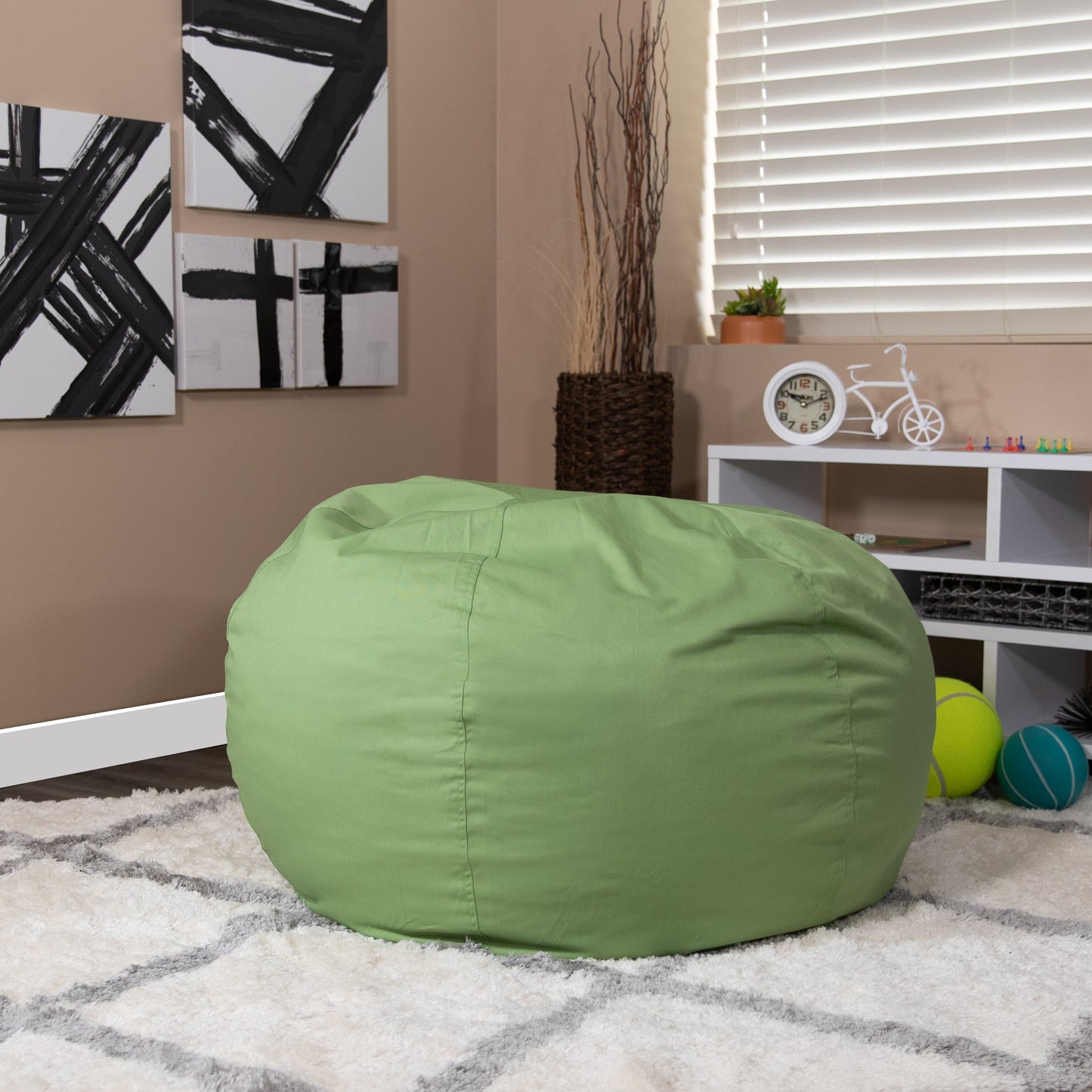 Green Bean Bag Chair DG-BEAN-LARGE-SOLID-GRN-GG