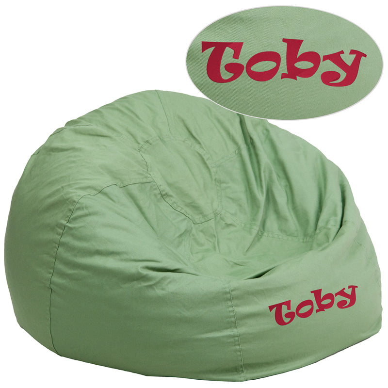 TXT Green Bean Bag Chair DG-BEAN-LARGE-SOLID-GRN-TXTEMB-GG