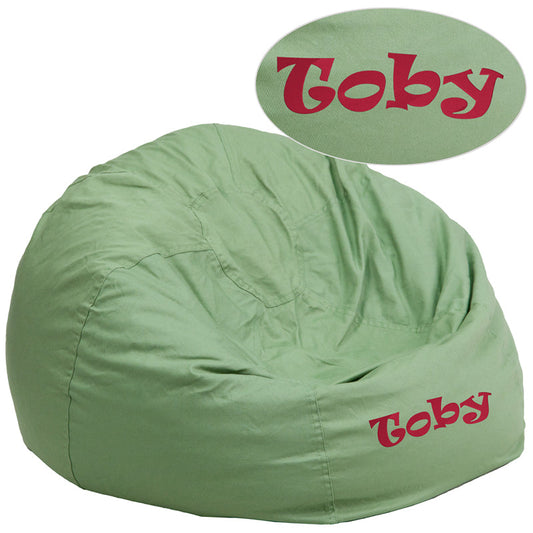 TXT Green Bean Bag Chair DG-BEAN-LARGE-SOLID-GRN-TXTEMB-GG