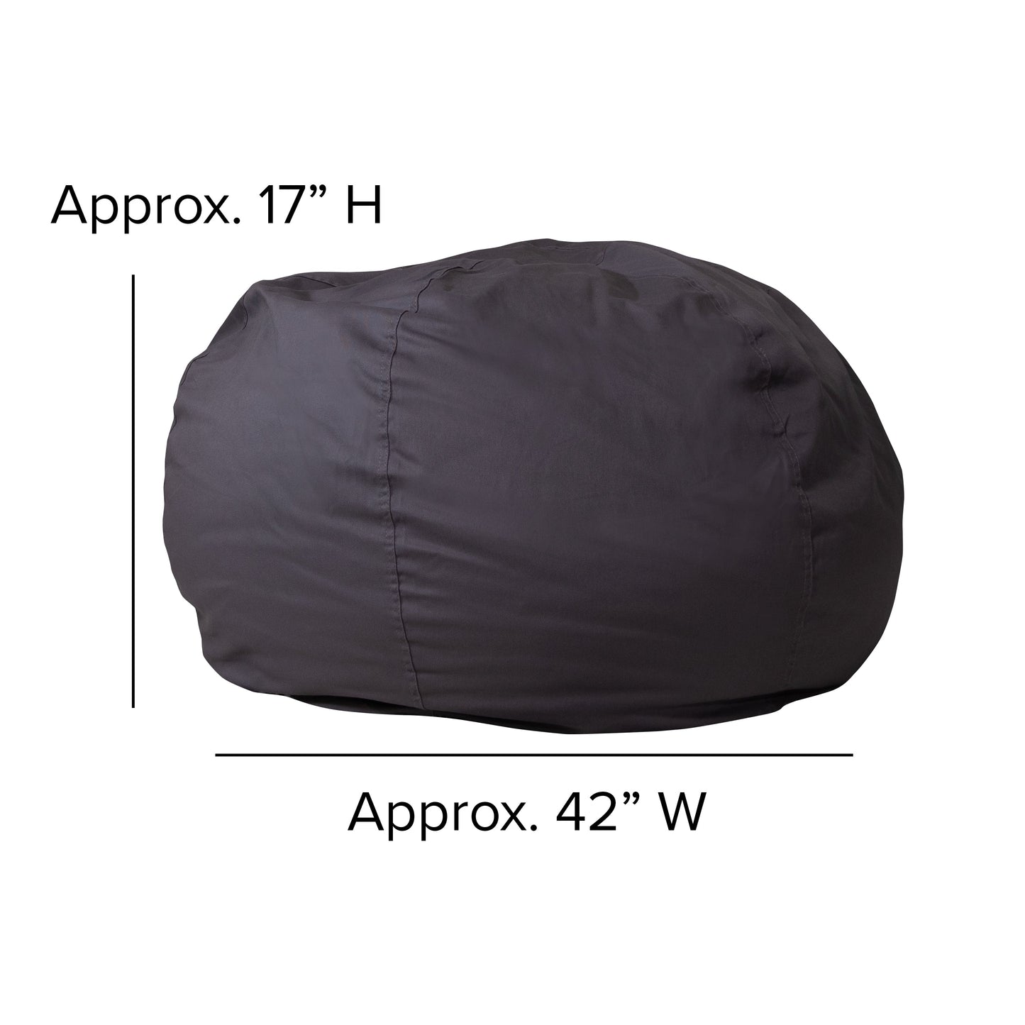 Gray Bean Bag Chair DG-BEAN-LARGE-SOLID-GY-GG