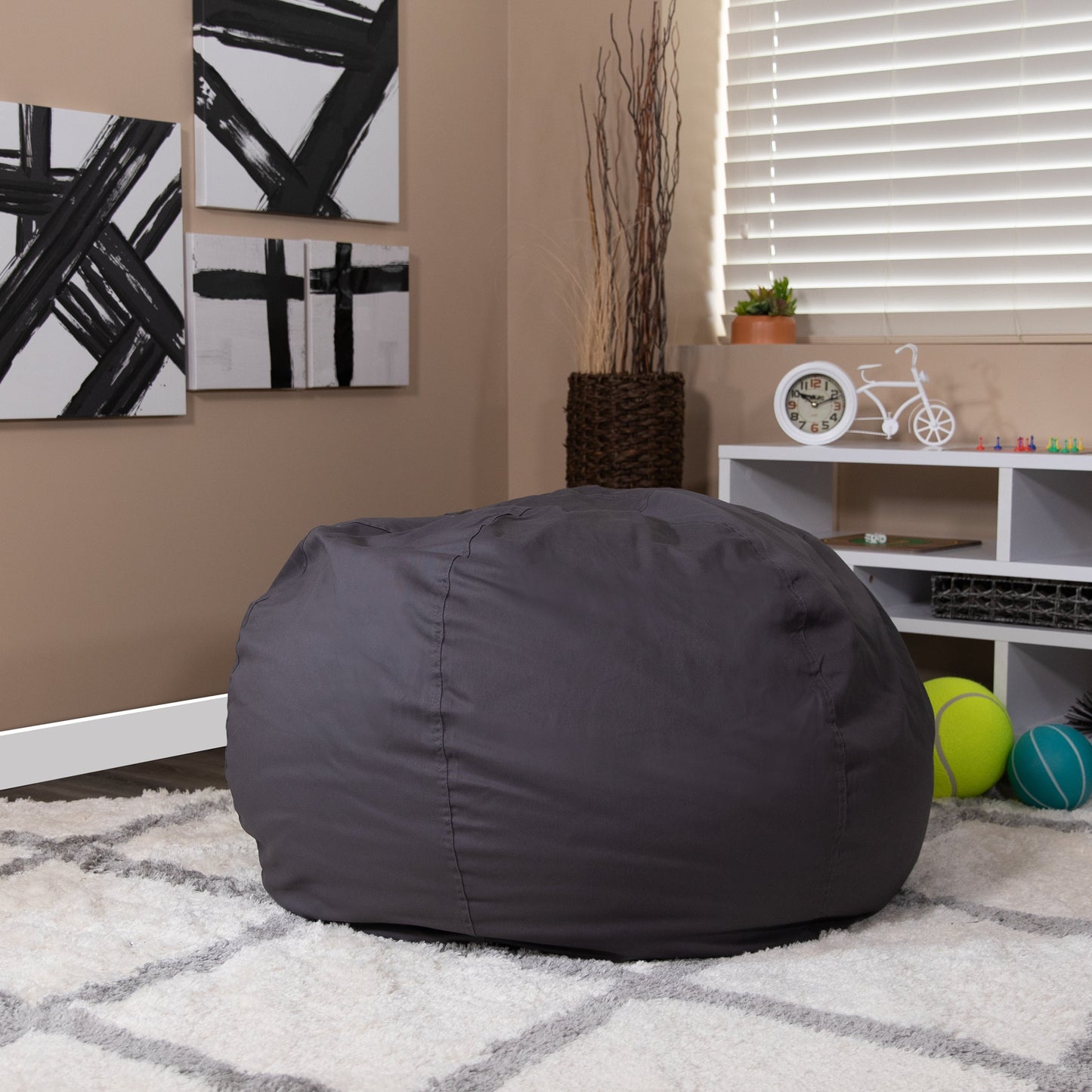 Gray Bean Bag Chair DG-BEAN-LARGE-SOLID-GY-GG