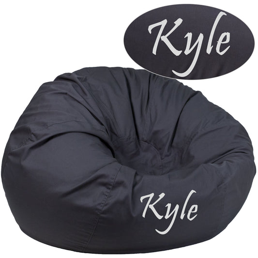 TXT Gray Bean Bag Chair DG-BEAN-LARGE-SOLID-GY-TXTEMB-GG