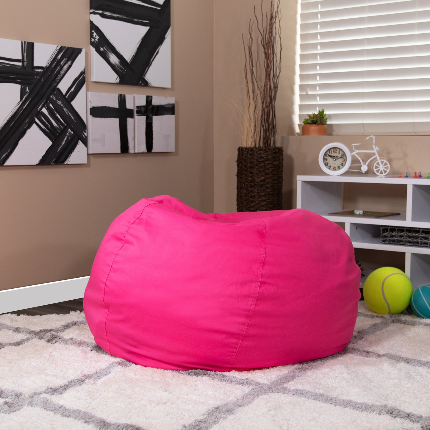 Hot Pink Bean Bag Chair DG-BEAN-LARGE-SOLID-HTPK-GG