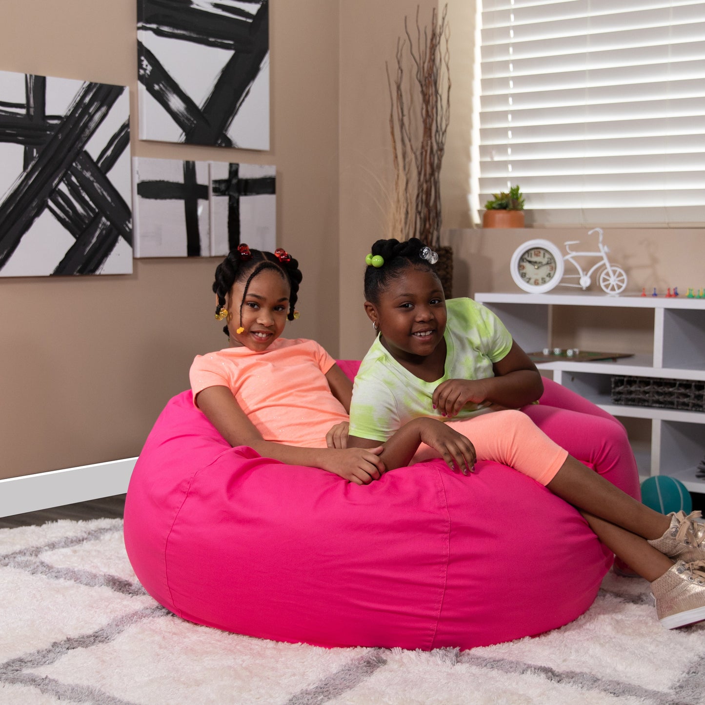 Hot Pink Bean Bag Chair DG-BEAN-LARGE-SOLID-HTPK-GG