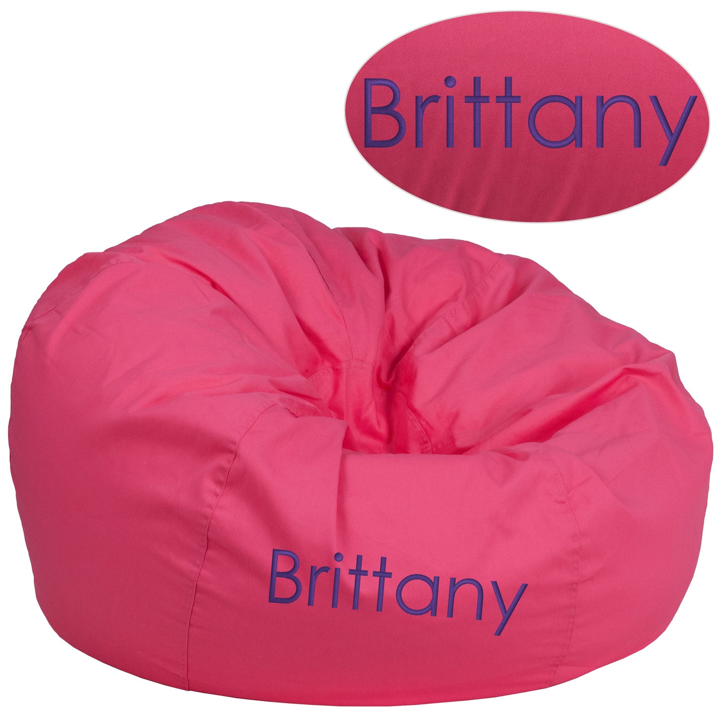 TXT Hot Pink Bean Bag Chair DG-BEAN-LARGE-SOLID-HTPK-TXTEMB-GG