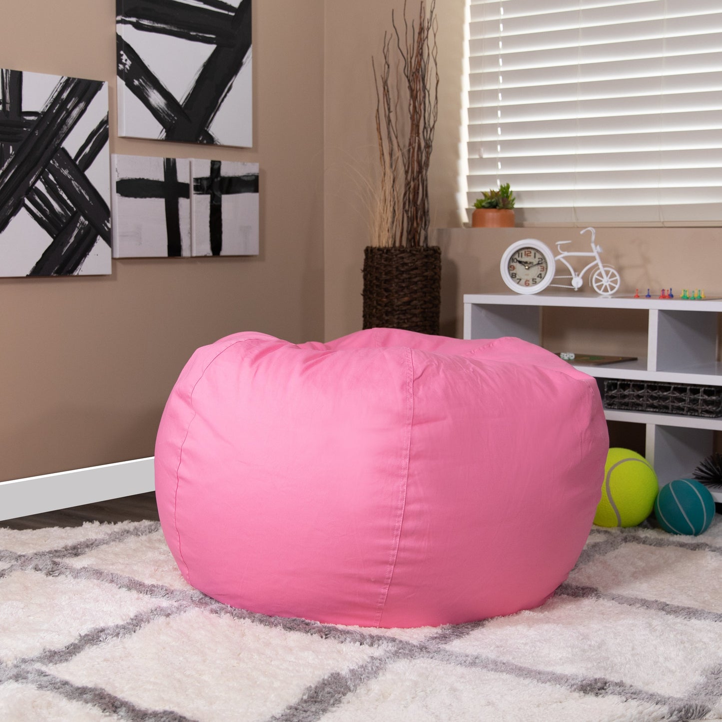 Pink Bean Bag Chair DG-BEAN-LARGE-SOLID-PK-GG