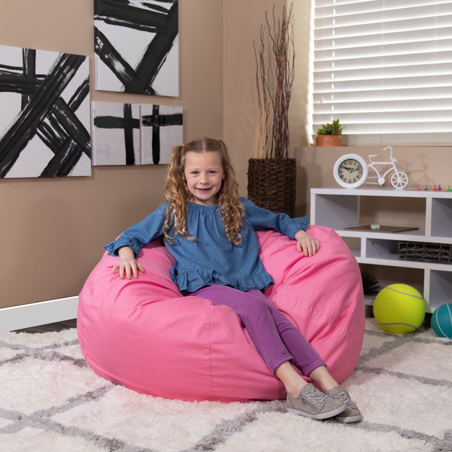 Pink Bean Bag Chair DG-BEAN-LARGE-SOLID-PK-GG