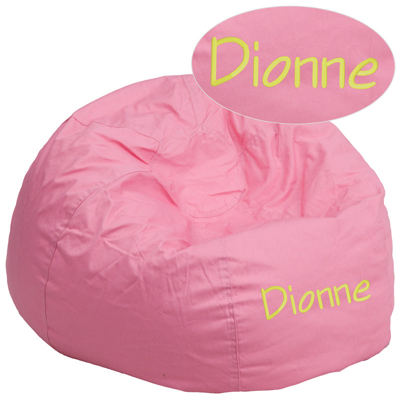 TXT Pink Bean Bag Chair DG-BEAN-LARGE-SOLID-PK-TXTEMB-GG