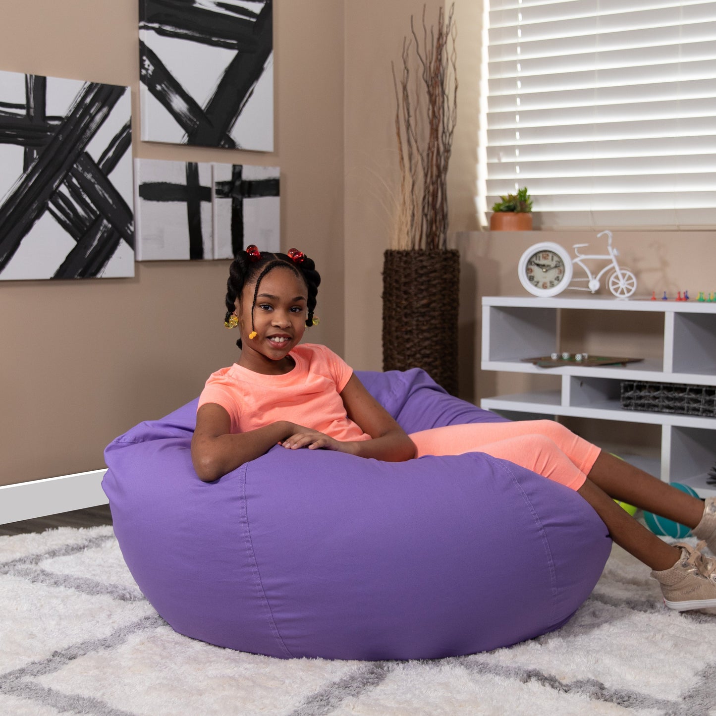 Purple Bean Bag Chair DG-BEAN-LARGE-SOLID-PUR-GG