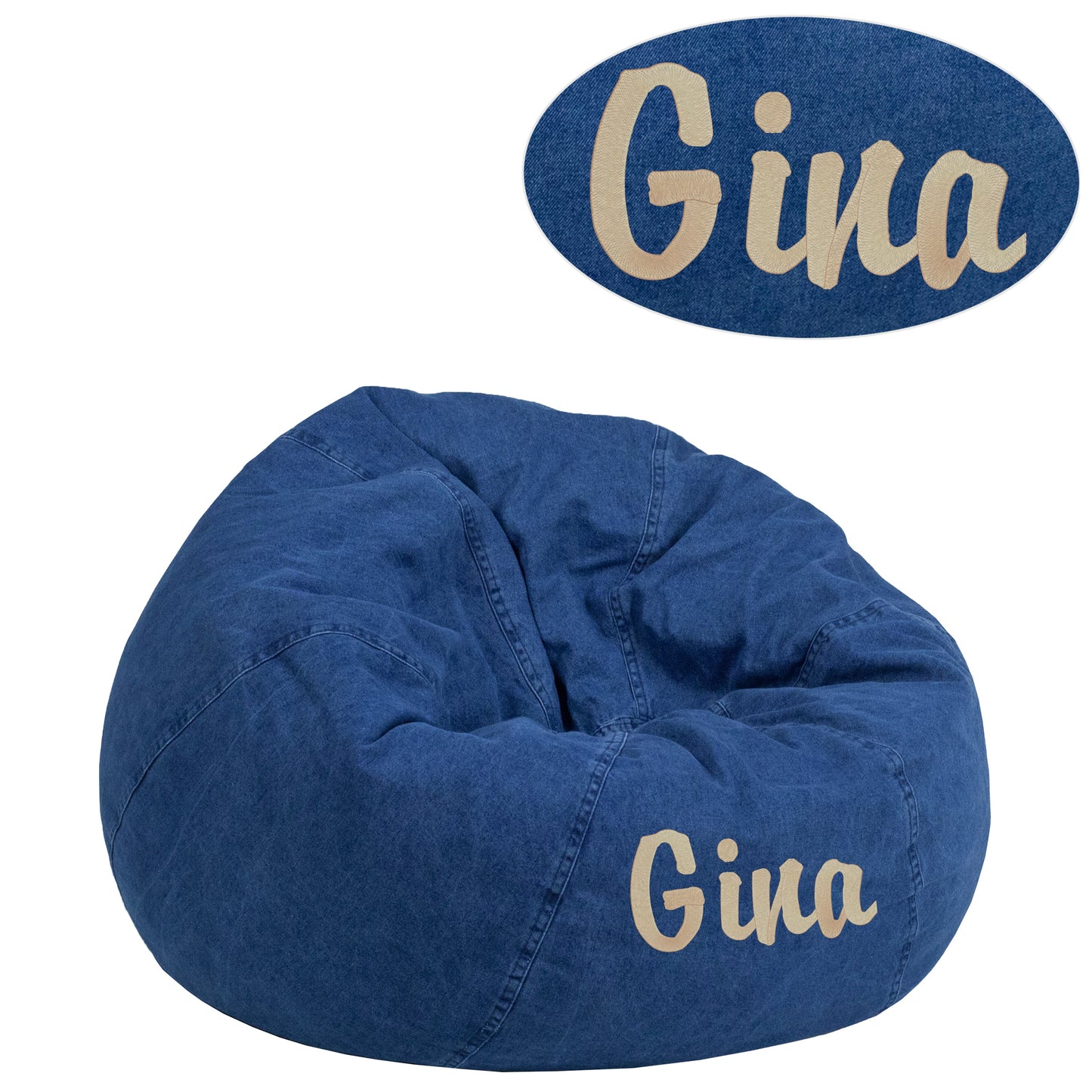 TXT Denim Bean Bag Chair DG-BEAN-SMALL-DENIM-TXTEMB-GG