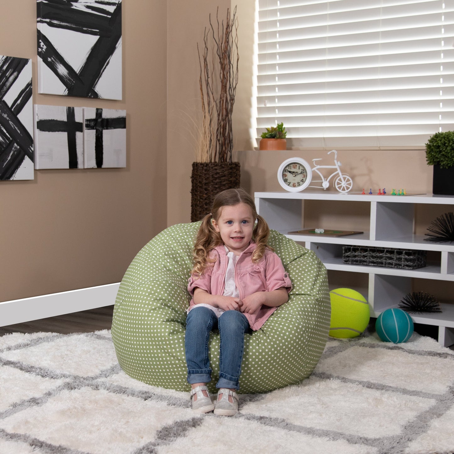 Green Dot Bean Bag Chair DG-BEAN-SMALL-DOT-GRN-GG