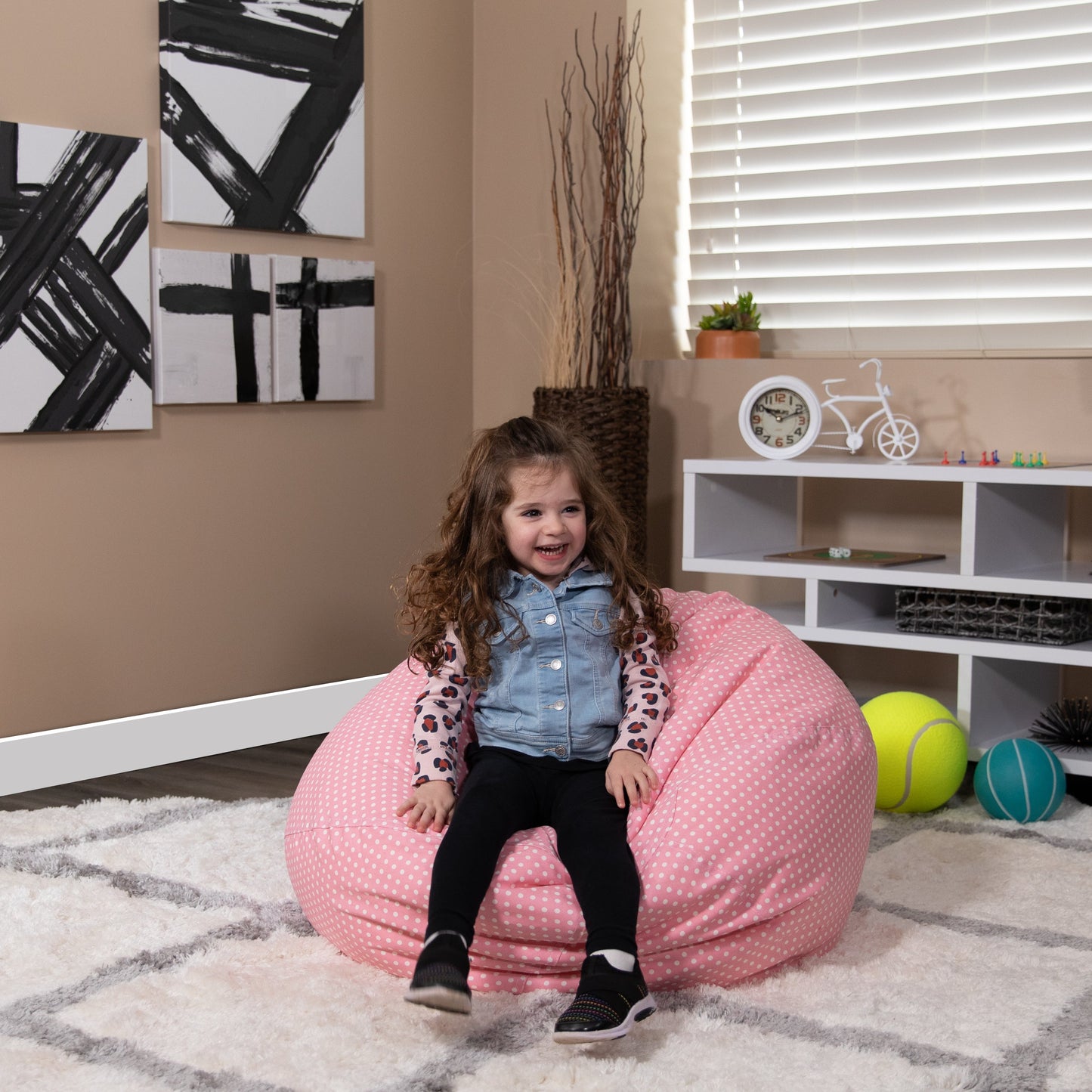 Pink Dot Bean Bag Chair DG-BEAN-SMALL-DOT-PK-GG