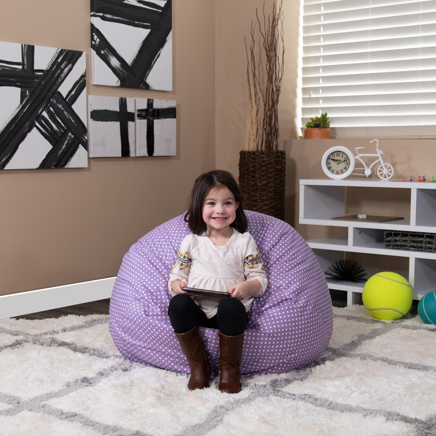 Lavender Dot Bean Bag Chair DG-BEAN-SMALL-DOT-PUR-GG