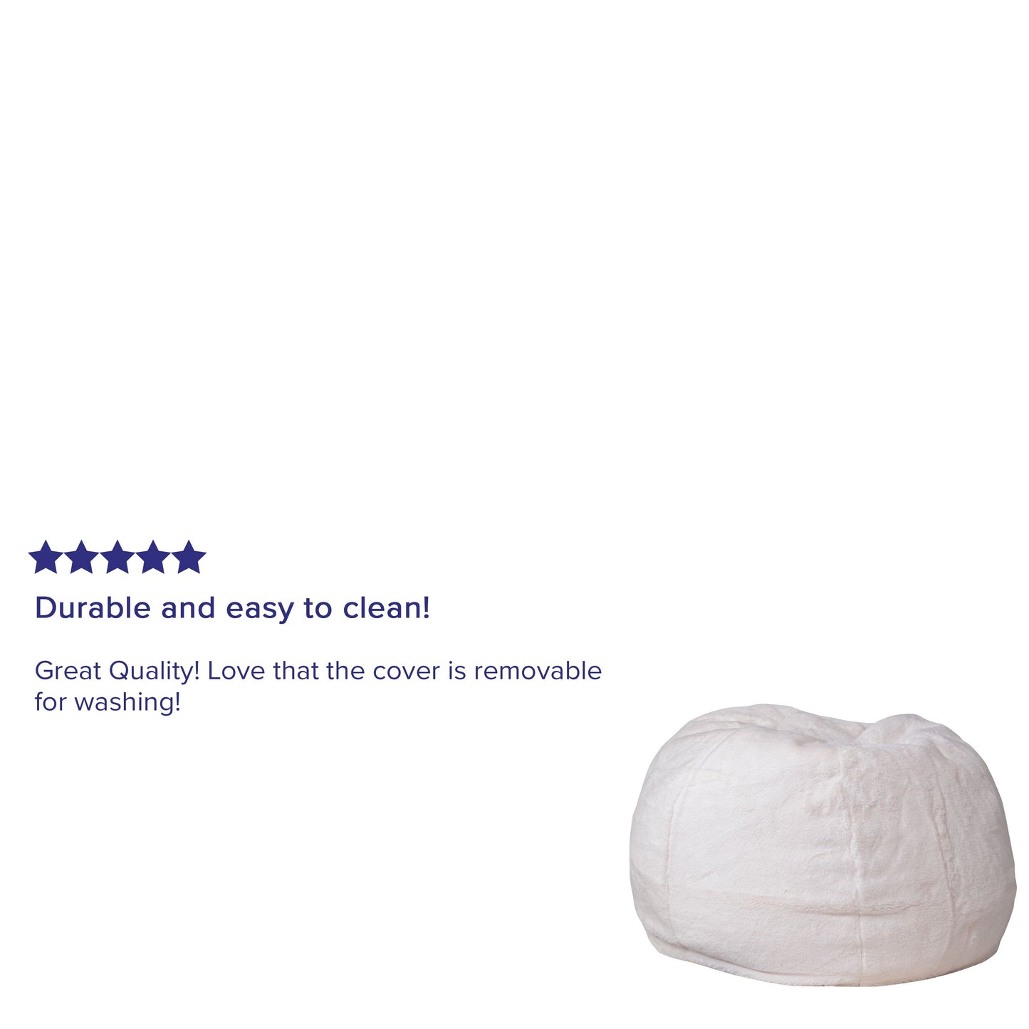 White Furry Bean Bag Chair DG-BEAN-SMALL-FUR-WH-GG