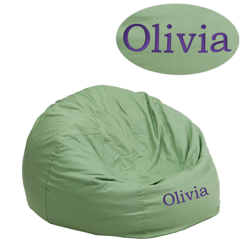 TXT Green Bean Bag Chair DG-BEAN-SMALL-SOLID-GRN-TXTEMB-GG