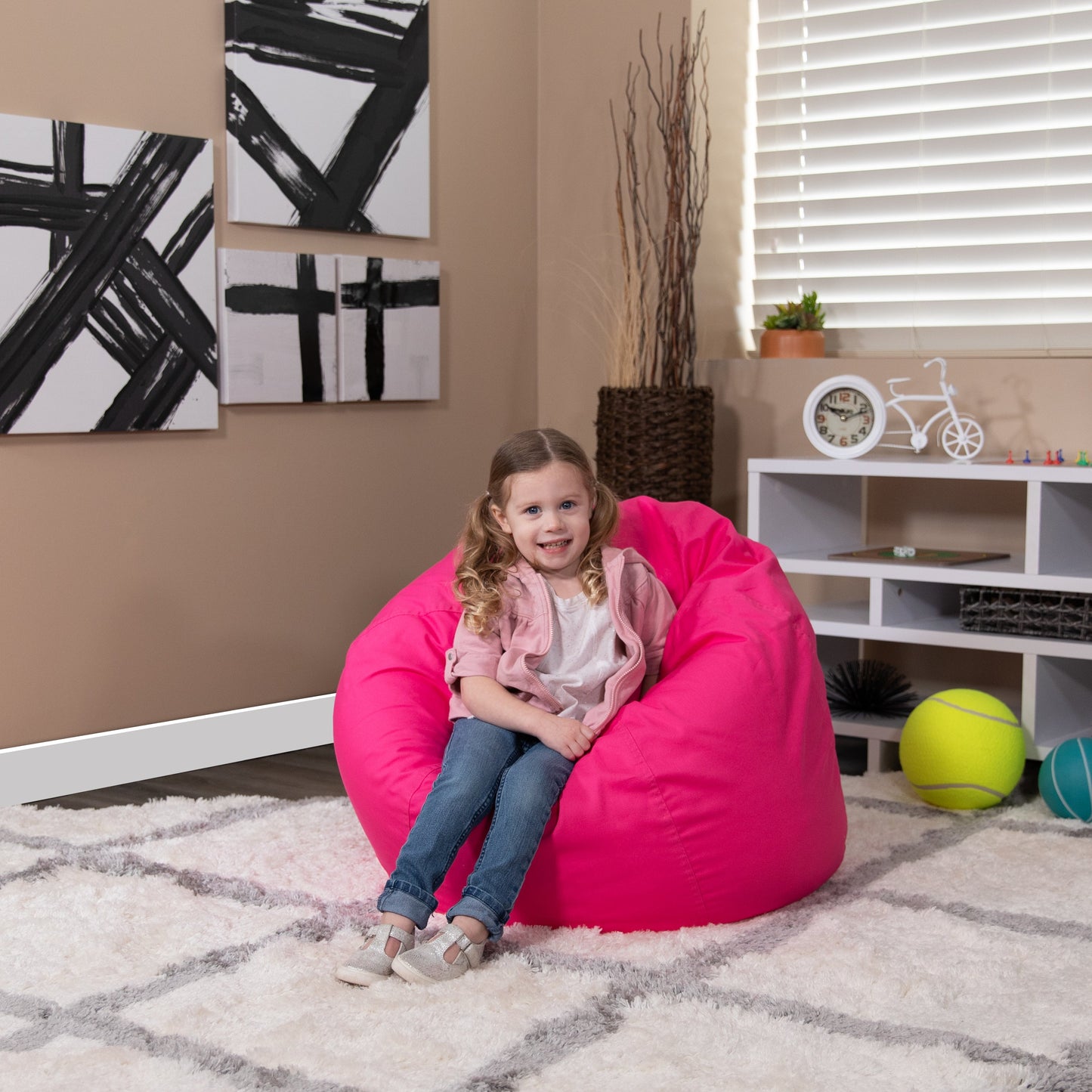 Hot Pink Bean Bag Chair DG-BEAN-SMALL-SOLID-HTPK-GG