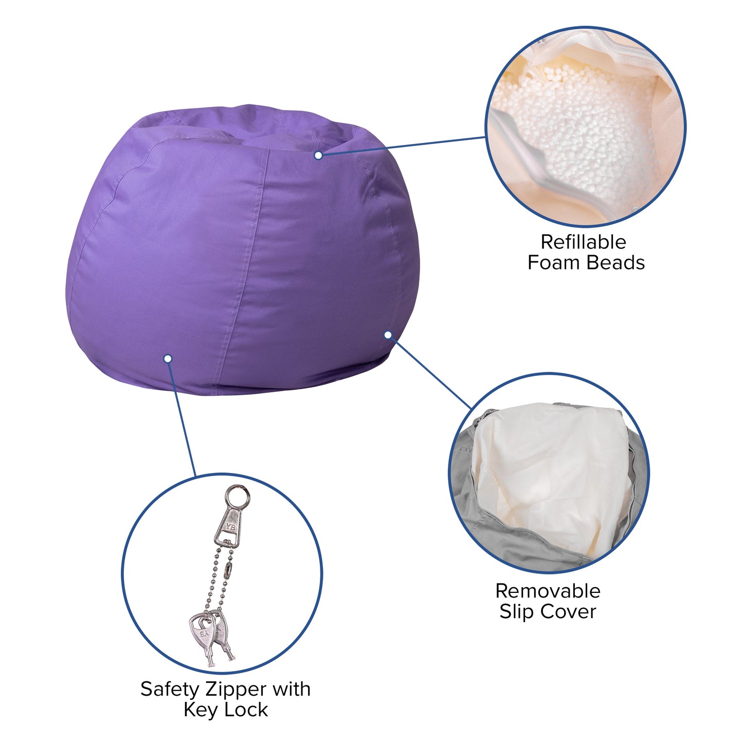 Purple Bean Bag Chair DG-BEAN-SMALL-SOLID-PUR-GG