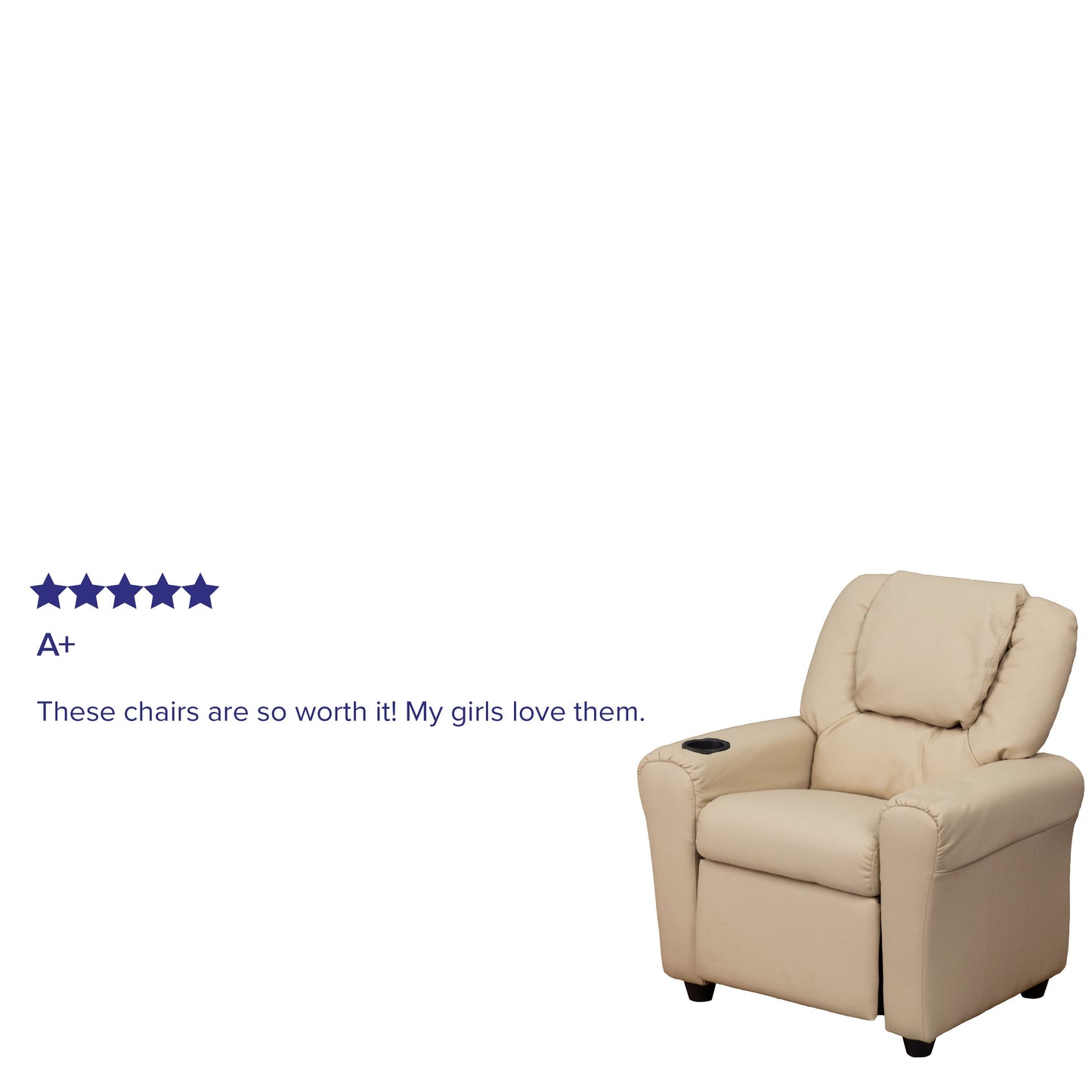 Beige Vinyl Kids Recliner DG-ULT-KID-BGE-GG