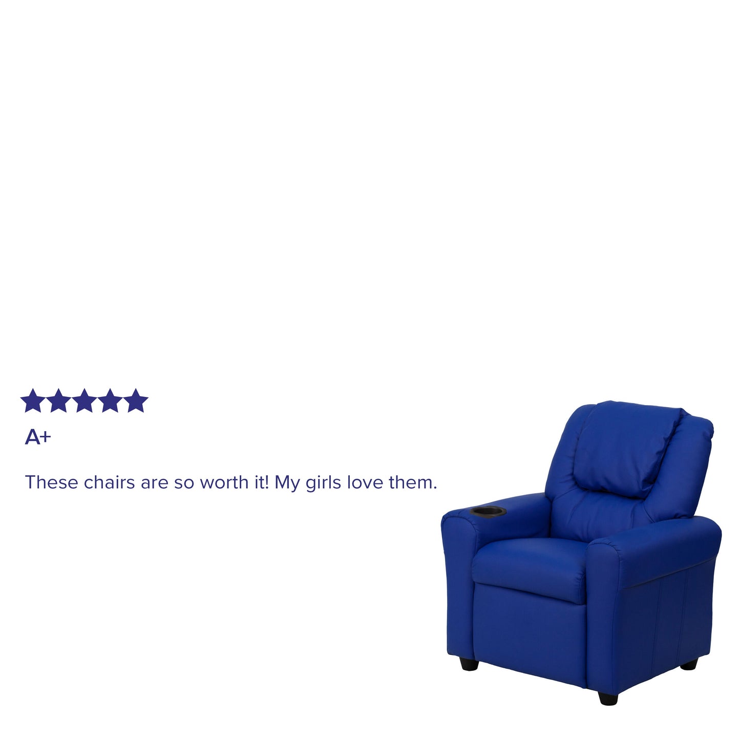 Blue Vinyl Kids Recliner DG-ULT-KID-BLUE-GG