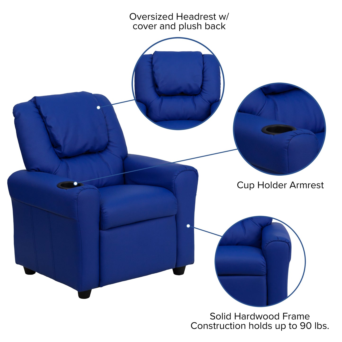 Blue Vinyl Kids Recliner DG-ULT-KID-BLUE-GG