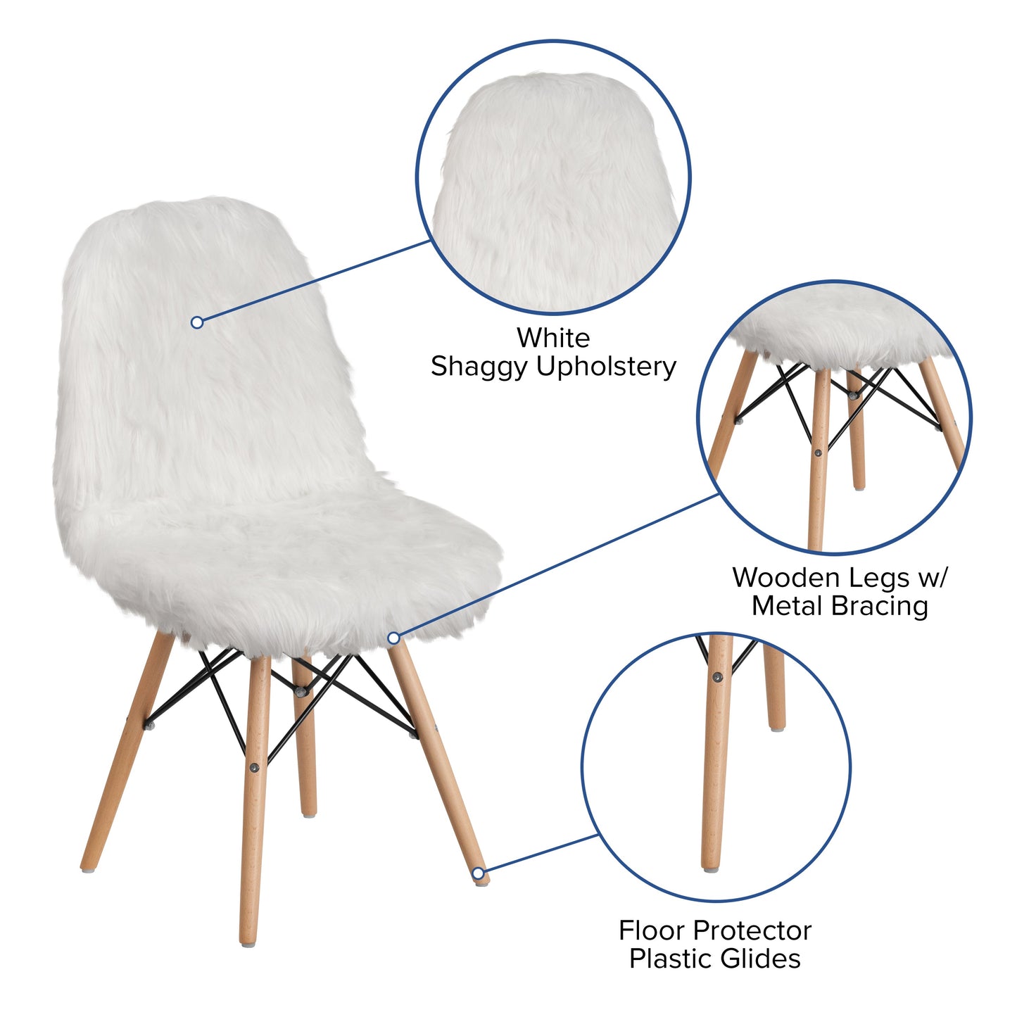 White Shaggy Chair DL-10-GG