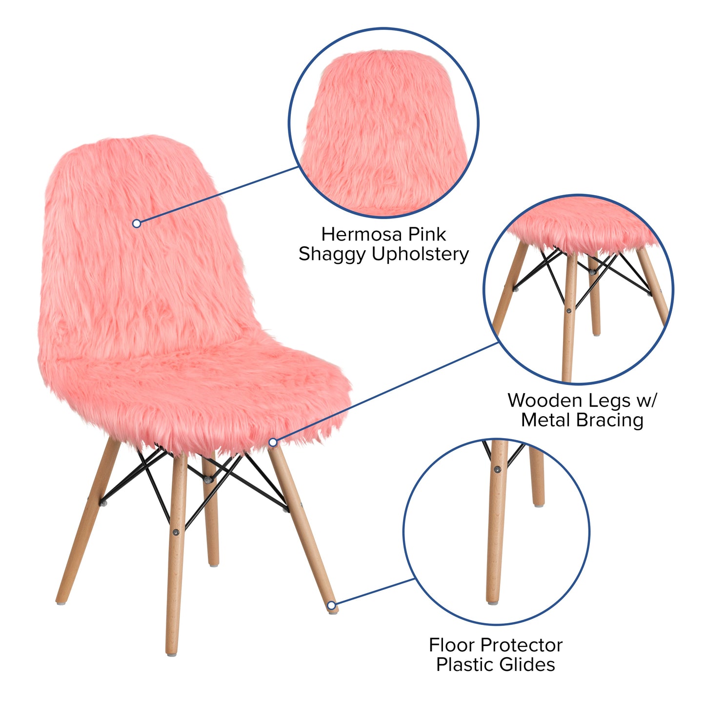 Hermosa Pink Shaggy Chair DL-12-GG