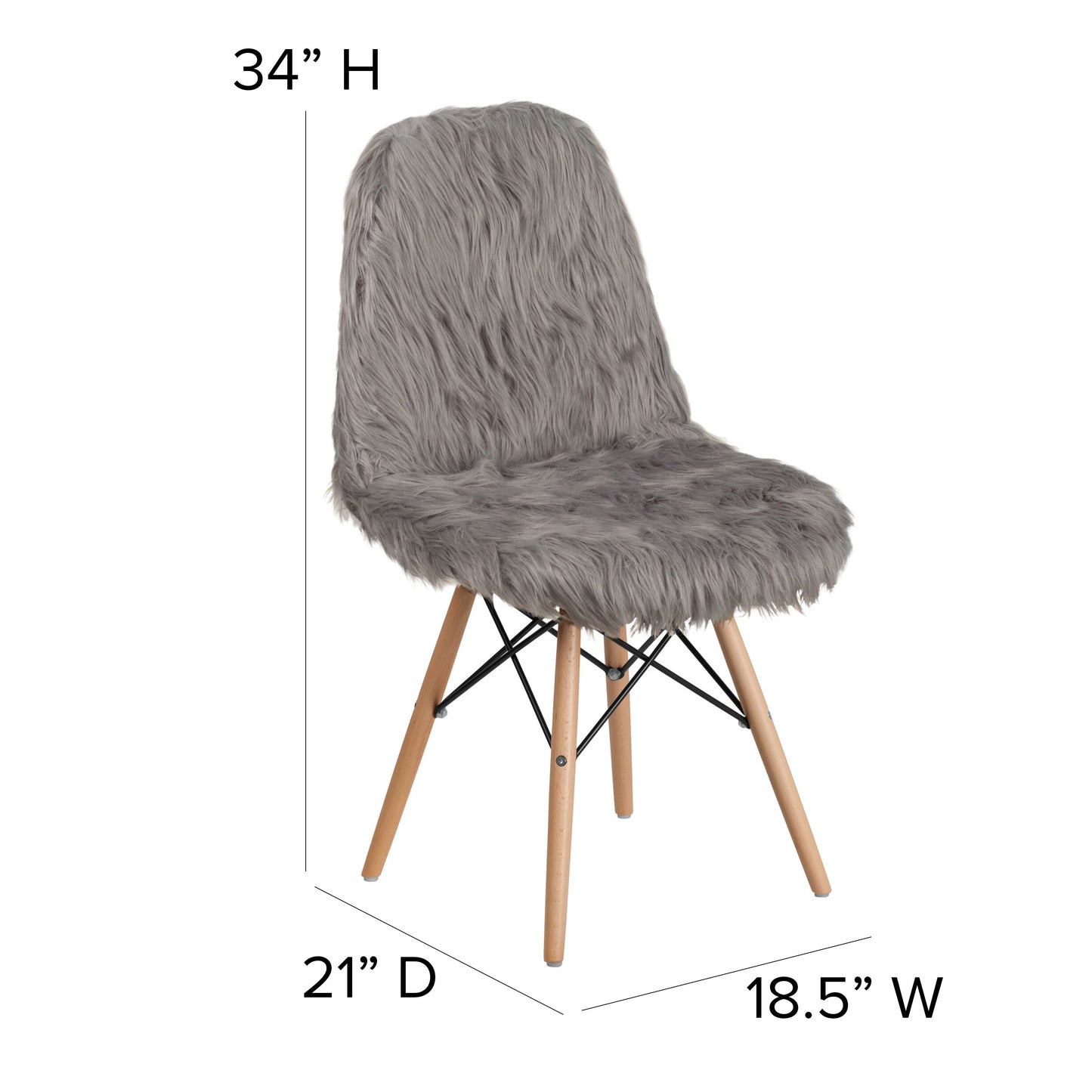 Charcoal Gray Shaggy Chair DL-16-GG