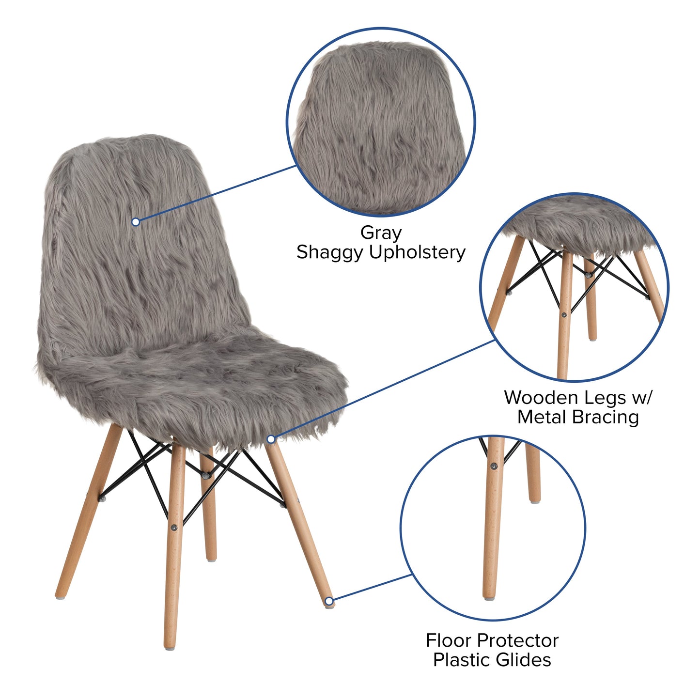 Charcoal Gray Shaggy Chair DL-16-GG