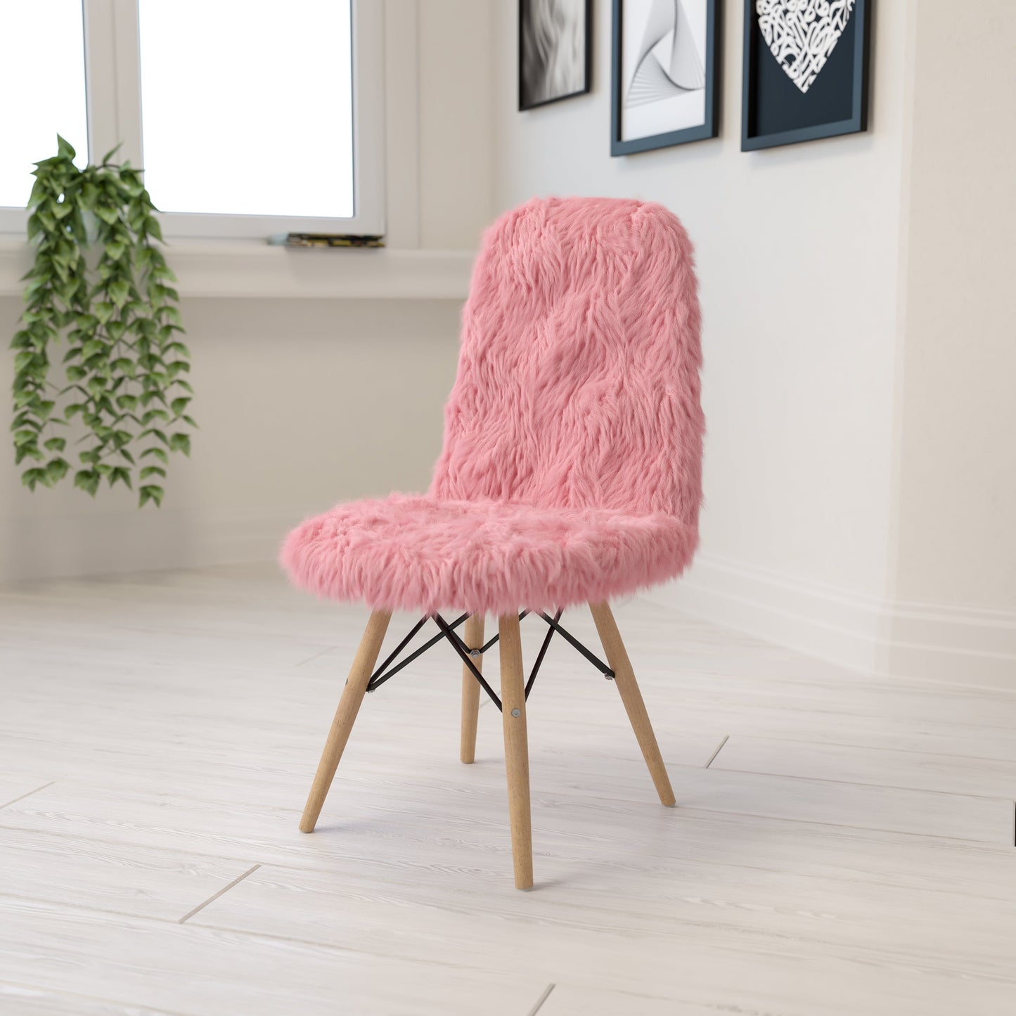 Light Pink Shaggy Chair DL-8-GG