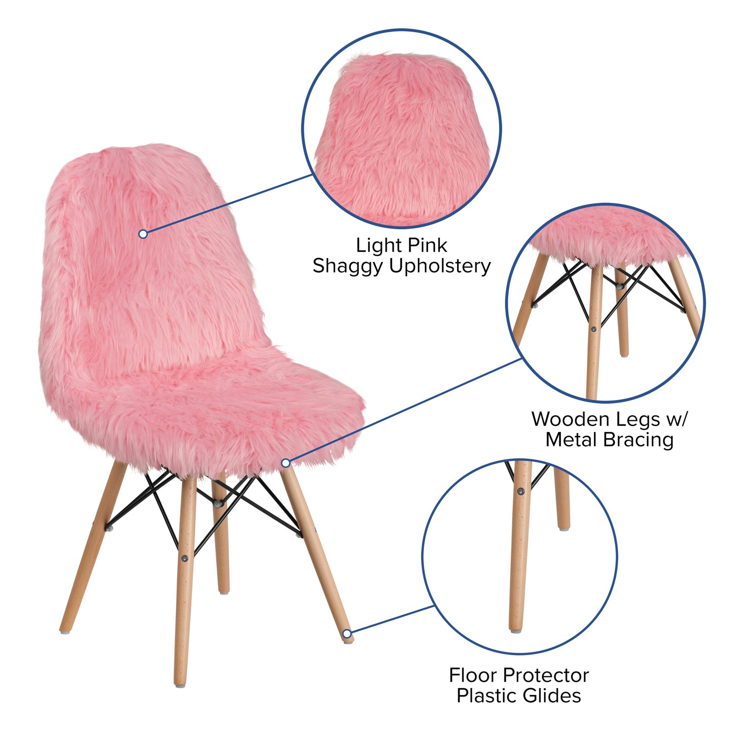 Light Pink Shaggy Chair DL-8-GG