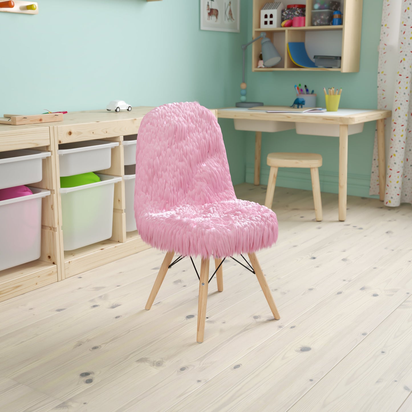 Kids Shaggy Light Pink Chair DL-DA2018-1-LP-GG