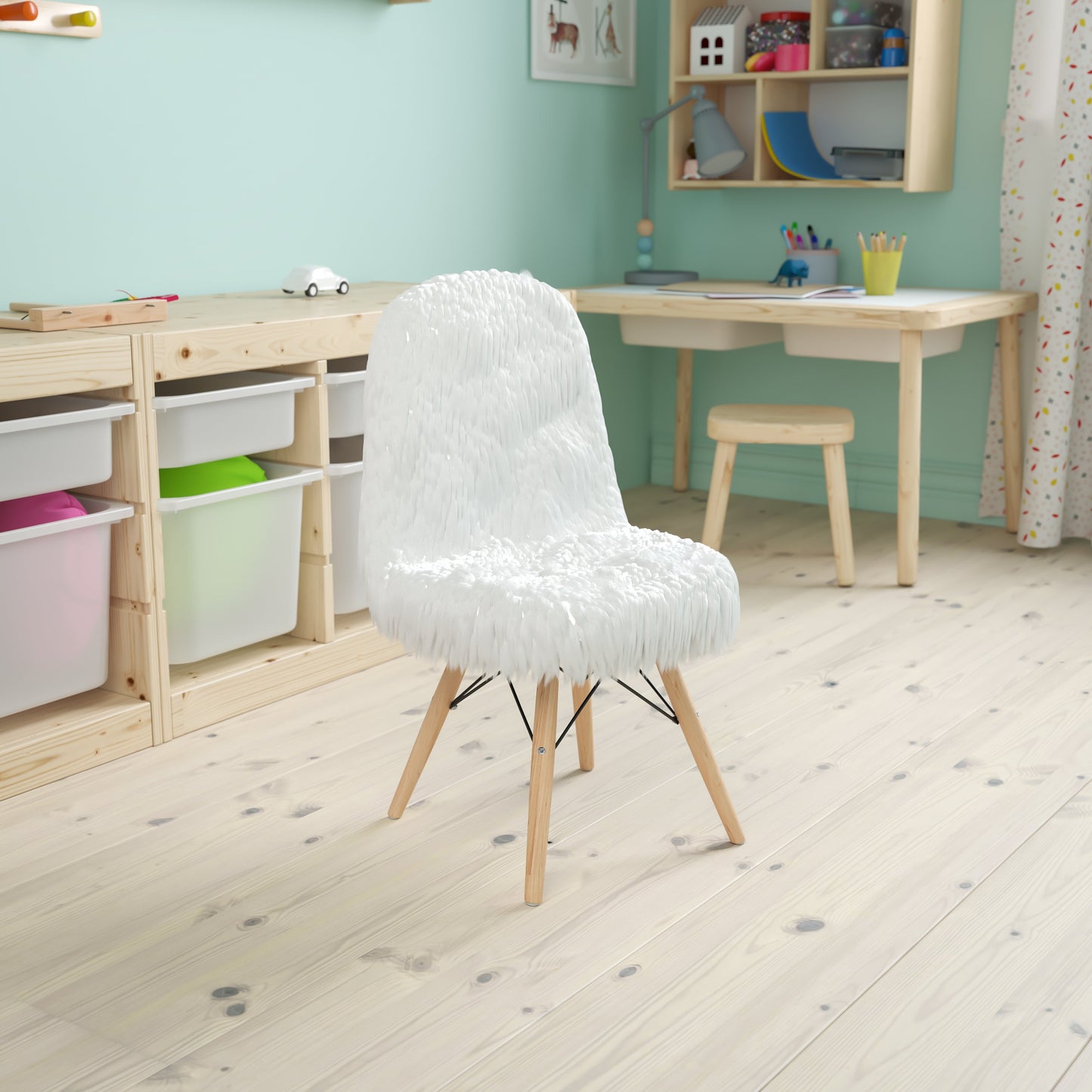 Kids Shaggy Dog White Chair DL-DA2018-1-W-GG