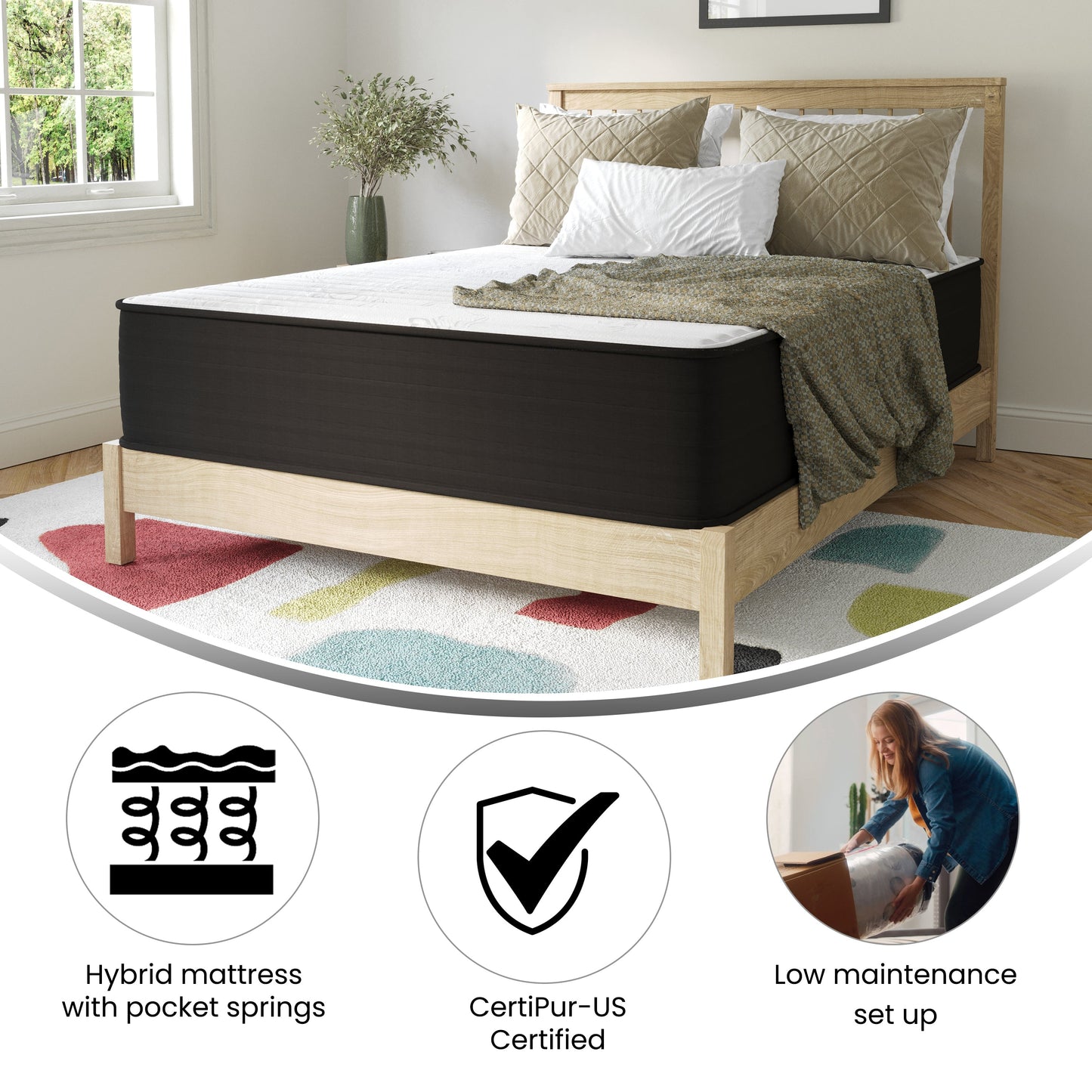 12 Inch Full Hybrid Mattress DR-E230P-R-F-12-GY-GG