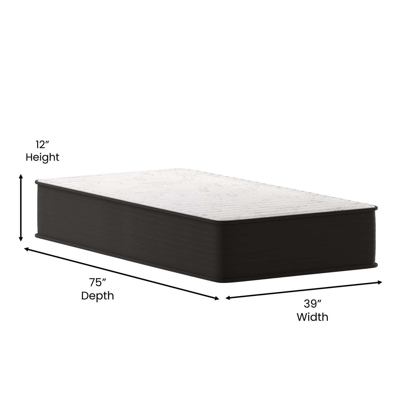 12 Inch Twin Hybrid Mattress DR-E230P-R-T-12-GY-GG