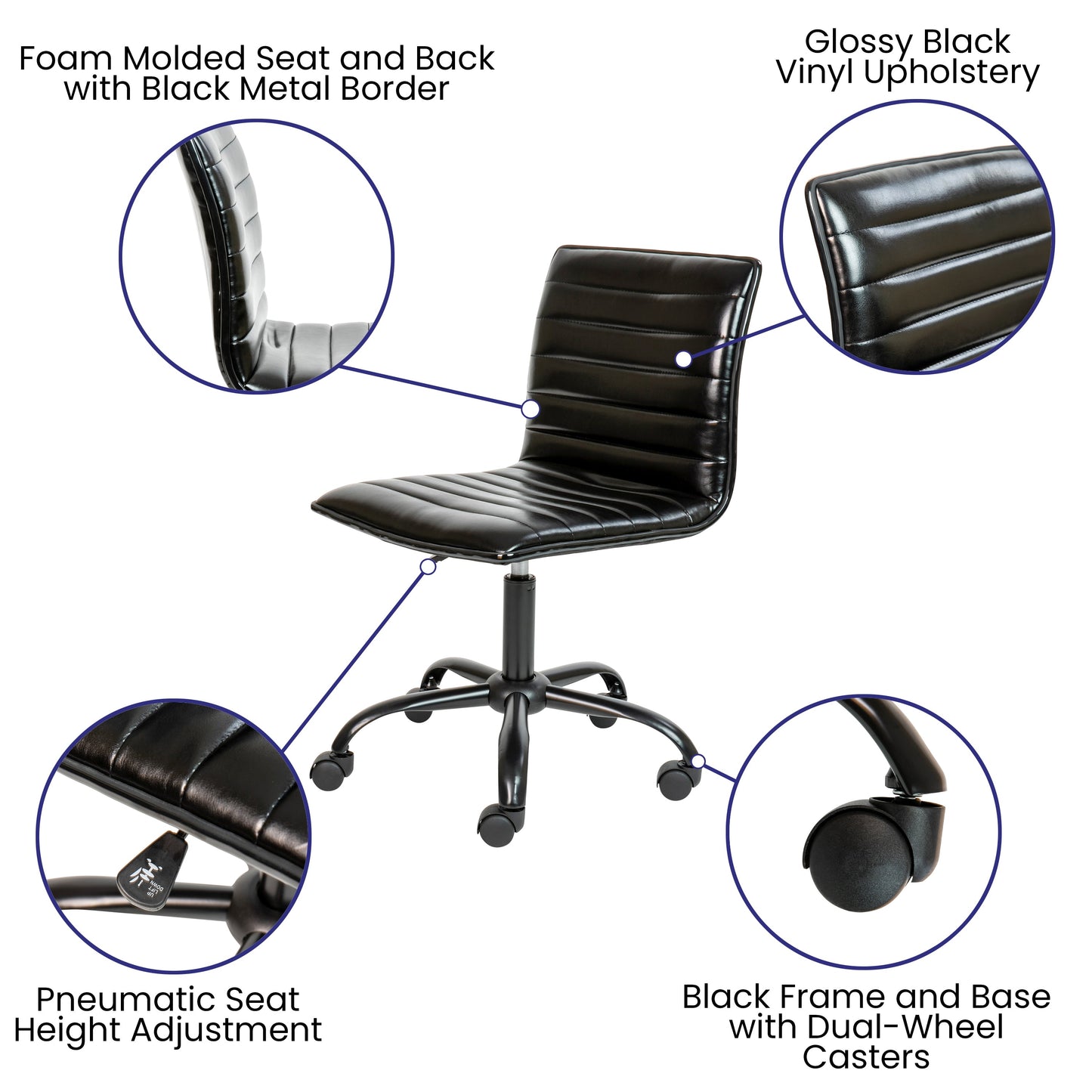 Black Low Back Task Chair DS-512B-BK-BK-GG