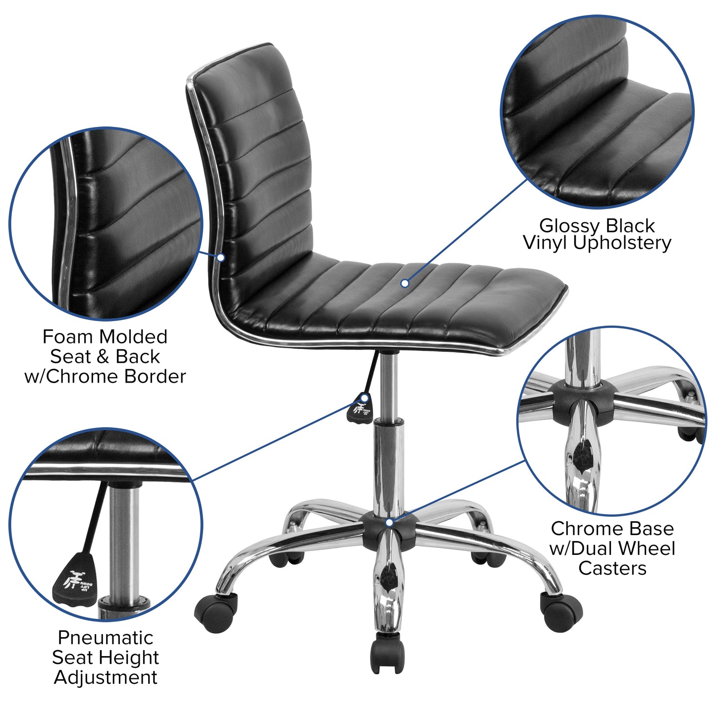 Black Low Back Task Chair DS-512B-BK-GG