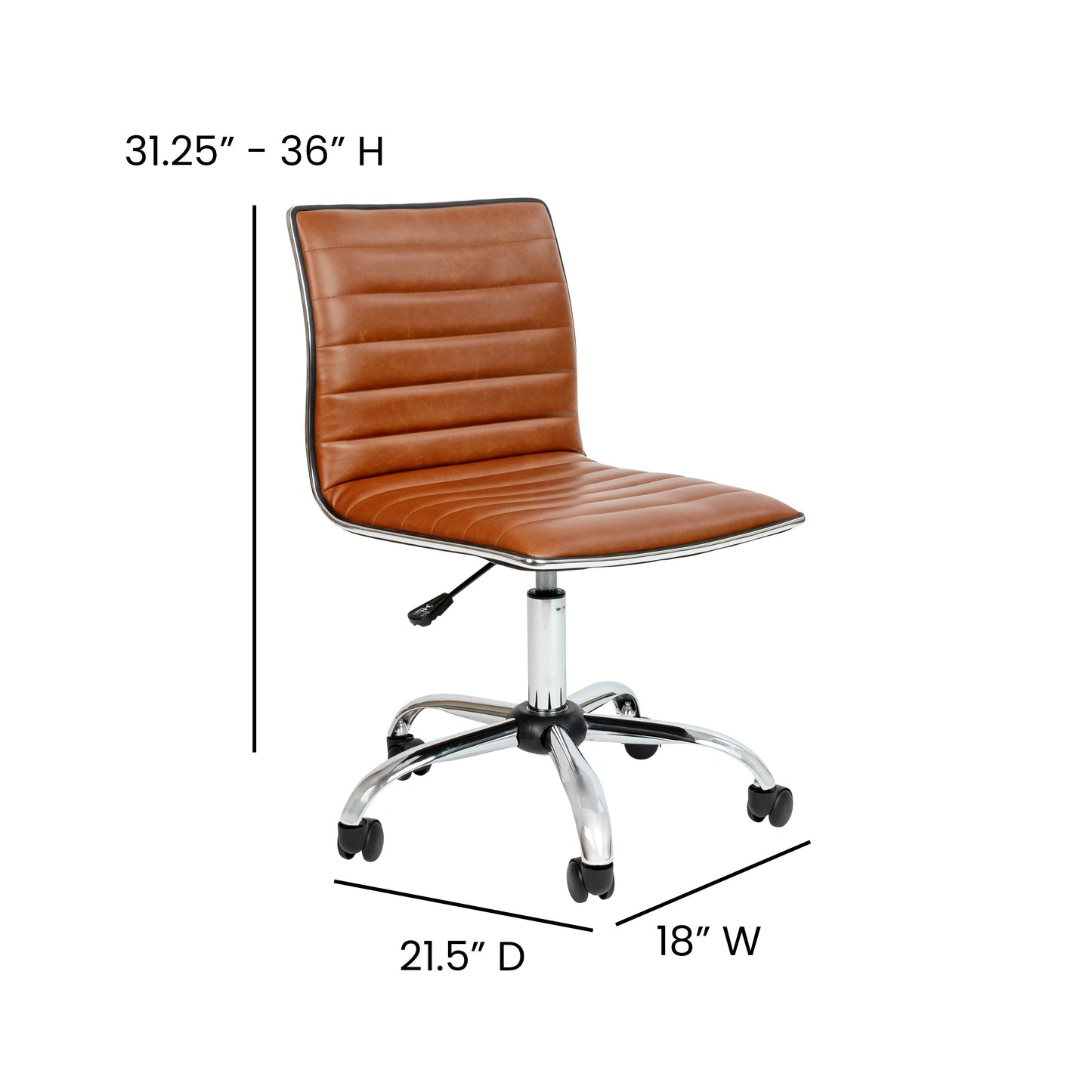 Brown Ribbed Task Office Chair DS-512B-BR-GG