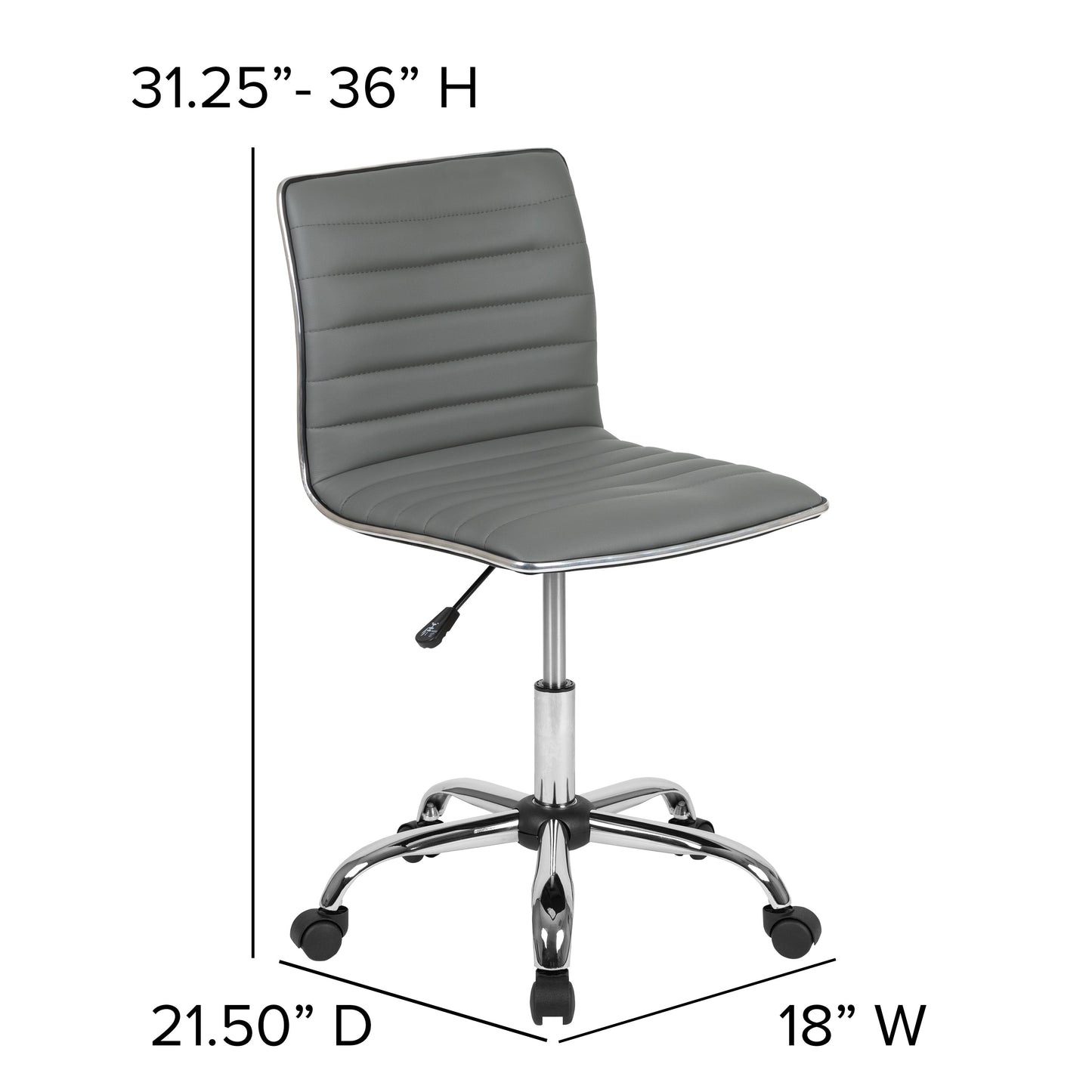 Gray Ribbed Task Office Chair DS-512B-LTGY-GG