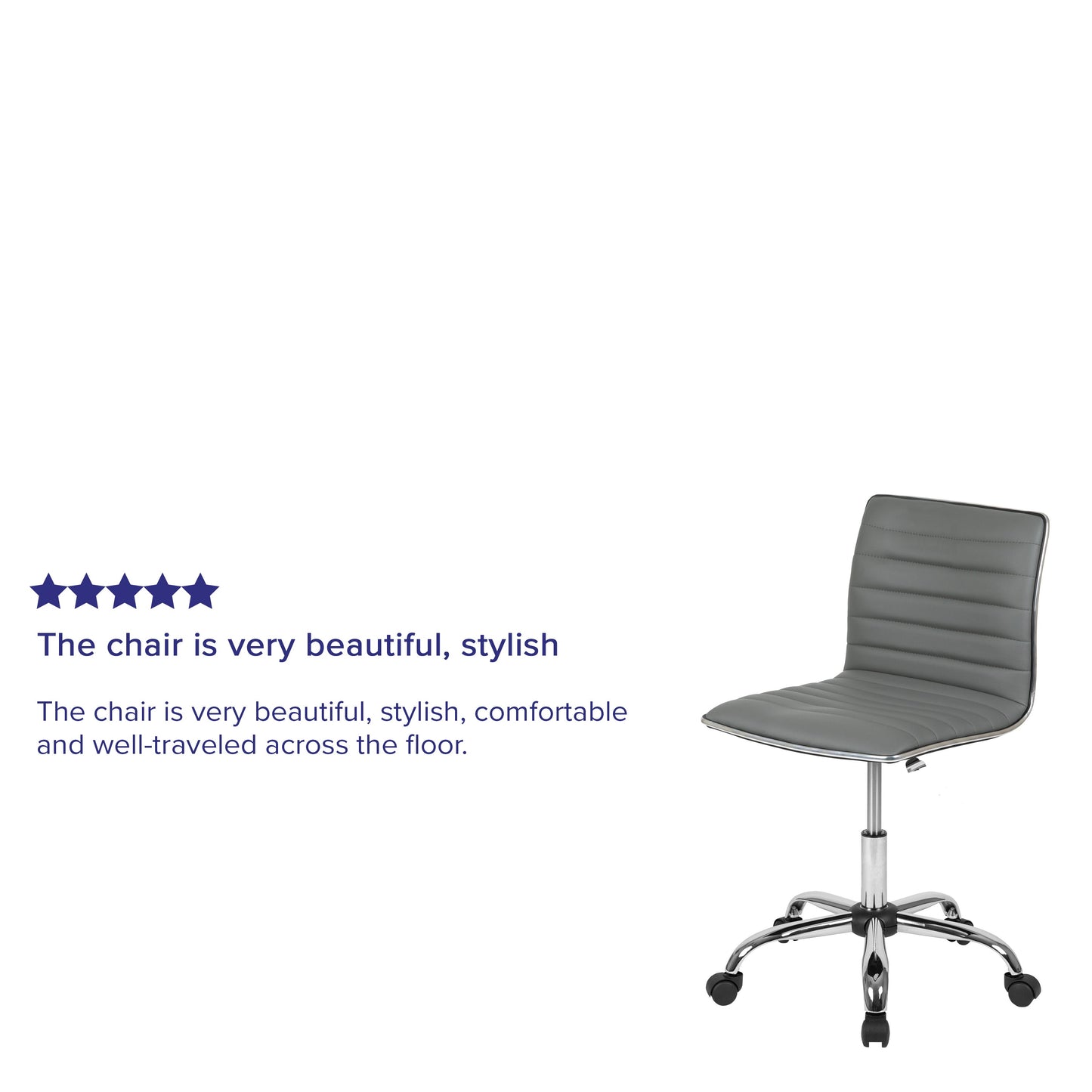 Gray Ribbed Task Office Chair DS-512B-LTGY-GG