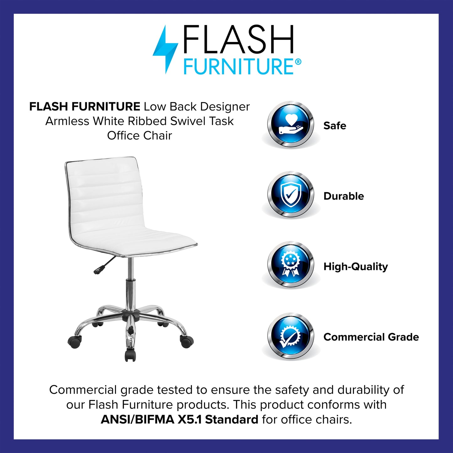 White Low Back Task Chair DS-512B-WH-GG