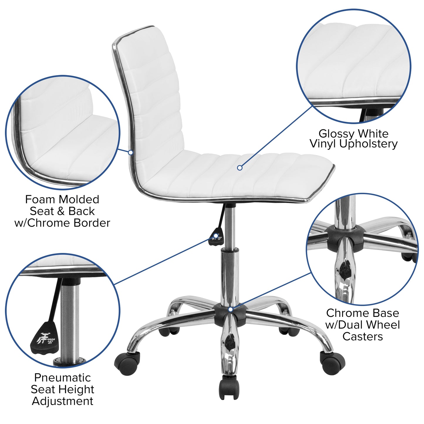 White Low Back Task Chair DS-512B-WH-GG