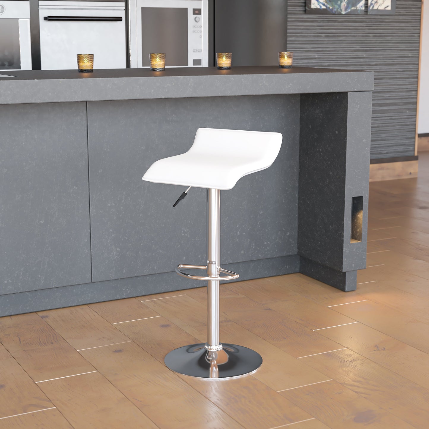 White Vinyl Barstool DS-801-CONT-WH-GG