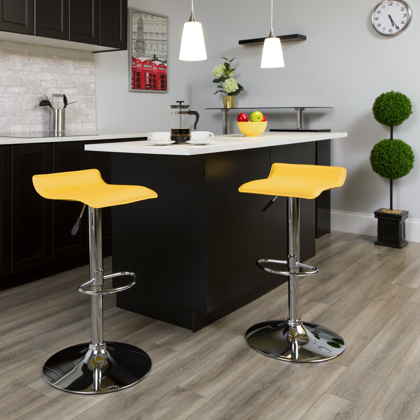 Yellow Vinyl Barstool DS-801-CONT-YEL-GG