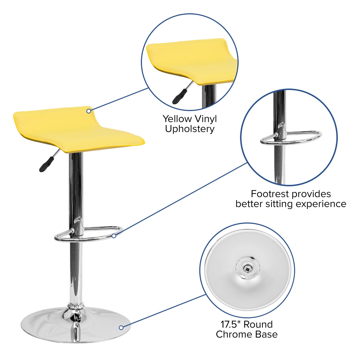 Yellow Vinyl Barstool DS-801-CONT-YEL-GG