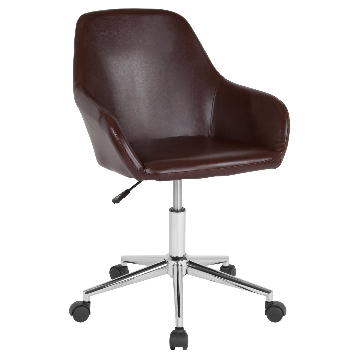 Brown Leather Mid-Back Chair DS-8012LB-BRN-GG