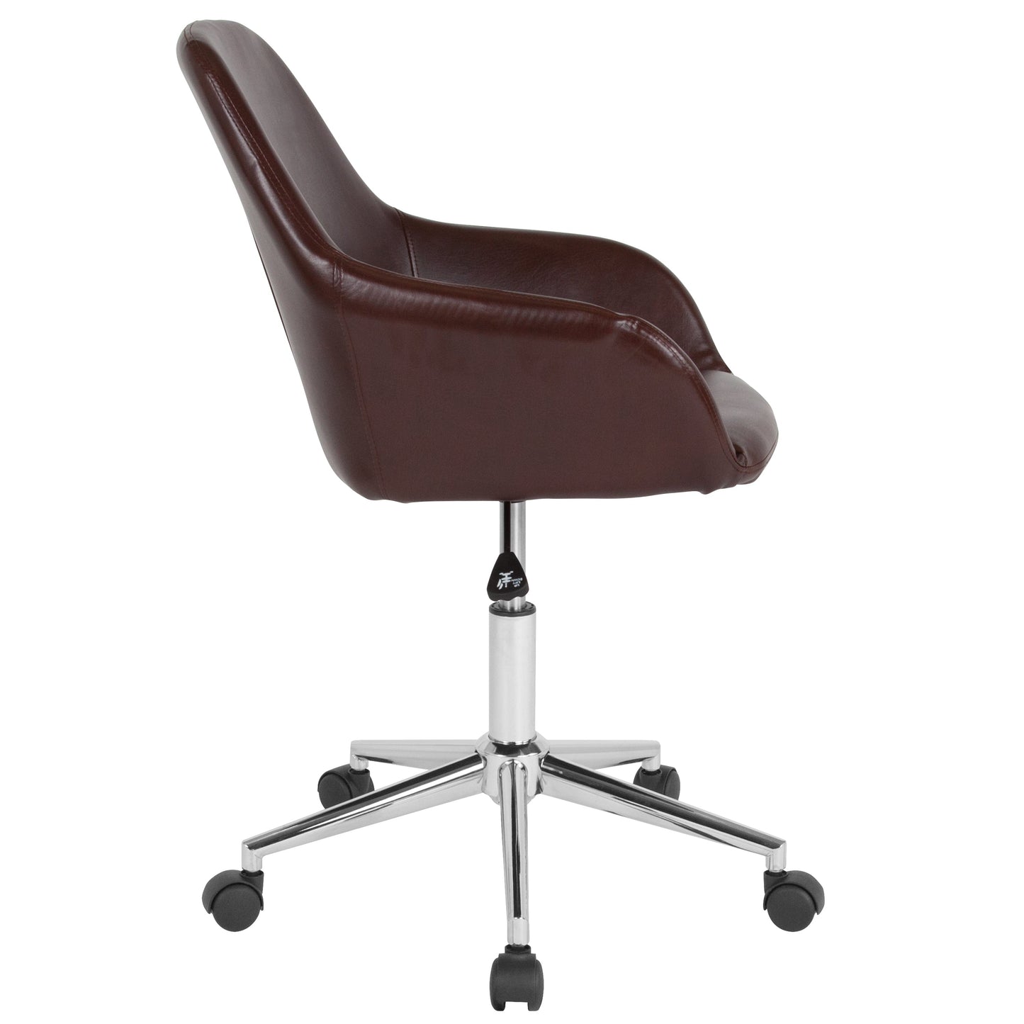 Brown Leather Mid-Back Chair DS-8012LB-BRN-GG