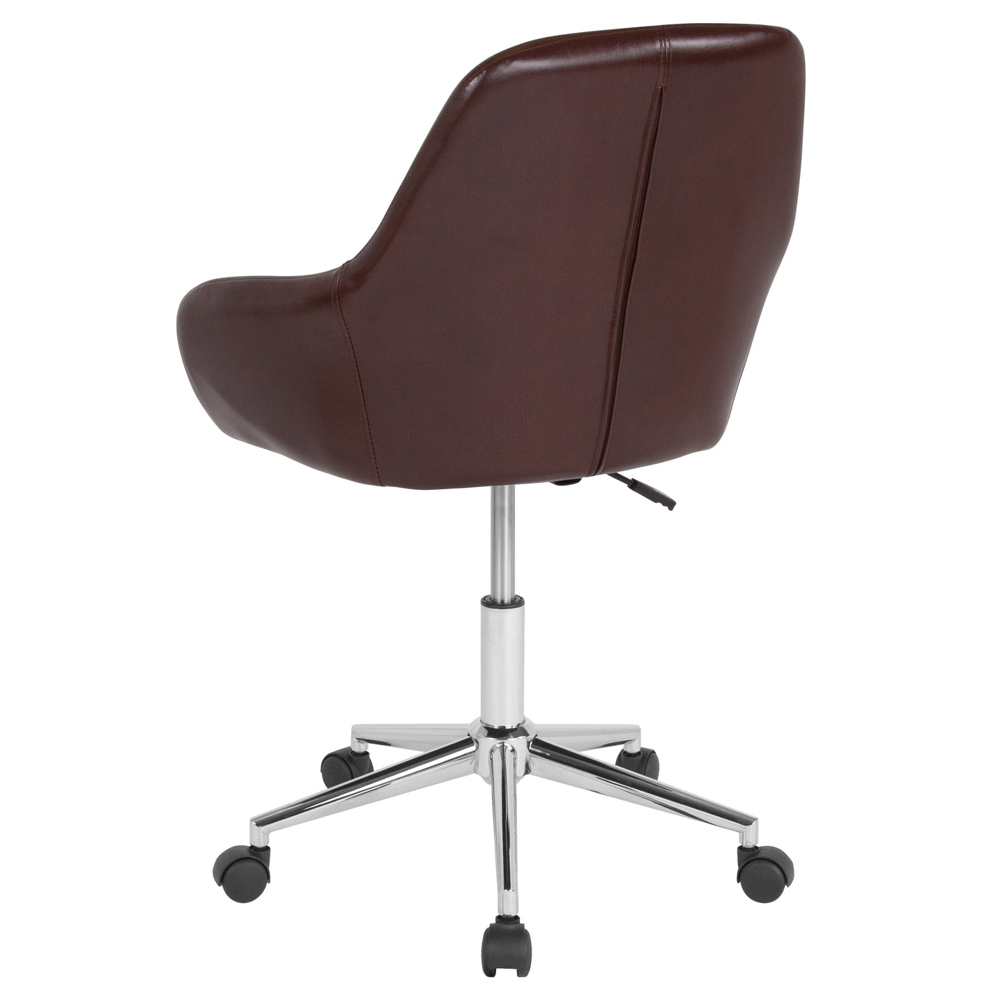 Brown Leather Mid-Back Chair DS-8012LB-BRN-GG